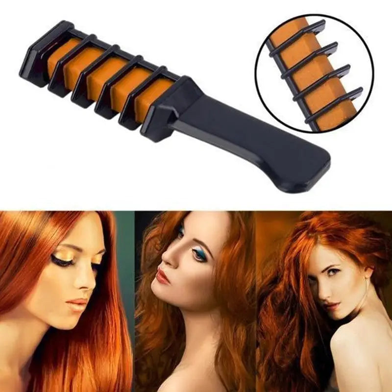 Temporary Mini Disposable Crayons Hair Color Dyeing Mascara Dye Chalk Box With Brush - orange