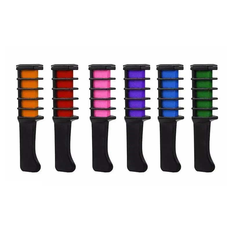 Temporary Mini Disposable Crayons Hair Color Dyeing Mascara Dye Chalk Box With Brush - Box 6 color