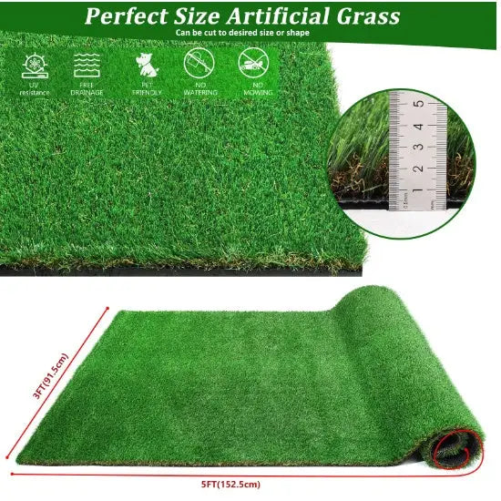 Thick Realistic Fake Grass Roll Decor Patio Balcony Garden Lawn - 5