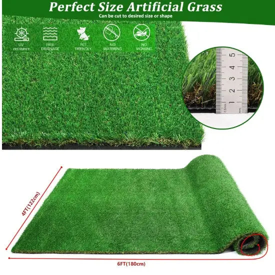 Thick Realistic Fake Grass Roll Decor Patio Balcony Garden Lawn - 5