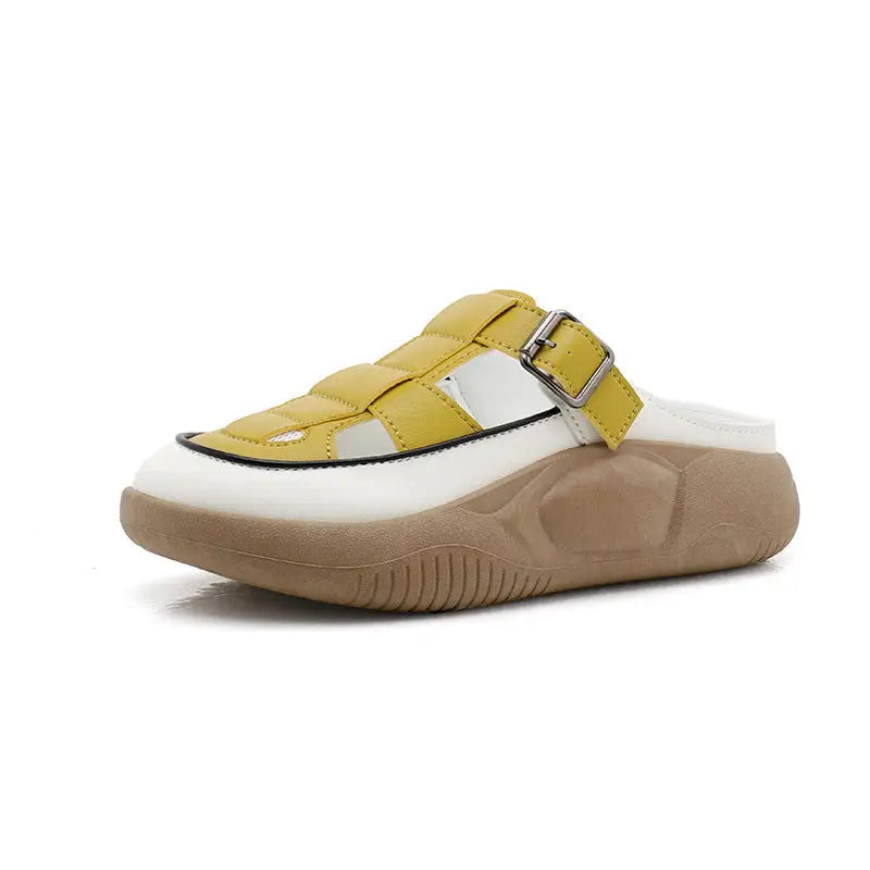 Thick-soled Closed-toe Slippers Summer Outdoor Garden Hollow Buckle Slide Sandals Casual Beach Shoes - Beyond Trends Hub 