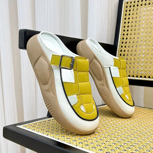 Thick-soled Closed-toe Slippers Summer Outdoor Garden Hollow Buckle Slide Sandals Casual Beach Shoes - Beyond Trends Hub 