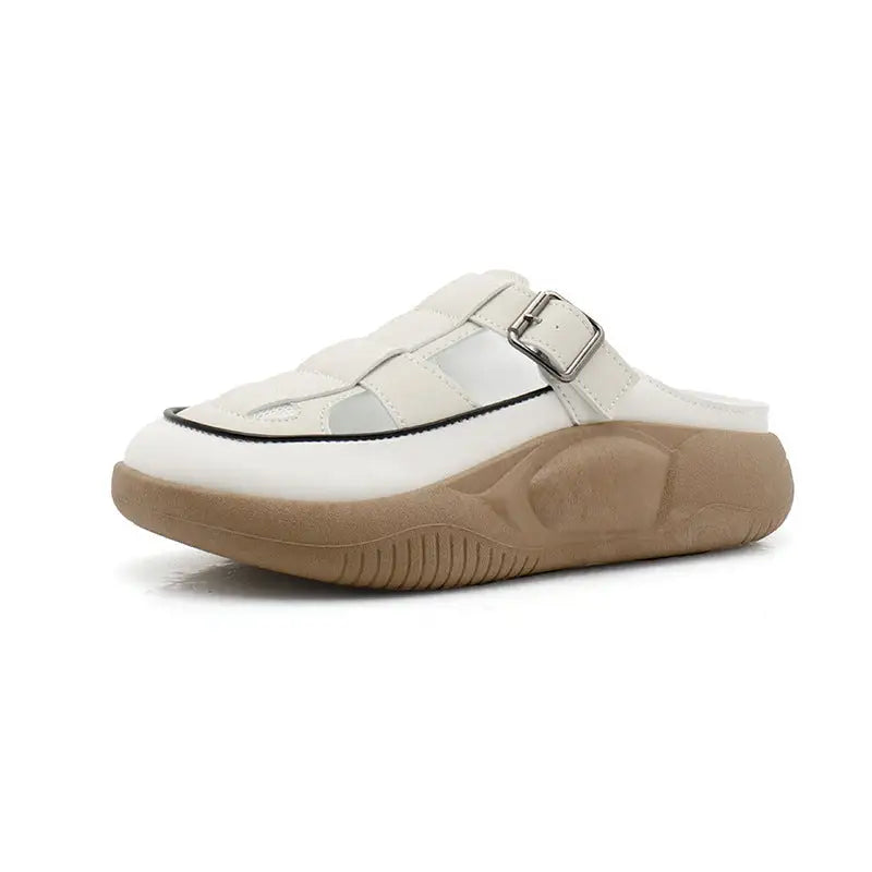 Thick-soled Closed-toe Slippers Summer Outdoor Garden Hollow Buckle Slide Sandals Casual Beach Shoes - Beyond Trends Hub 