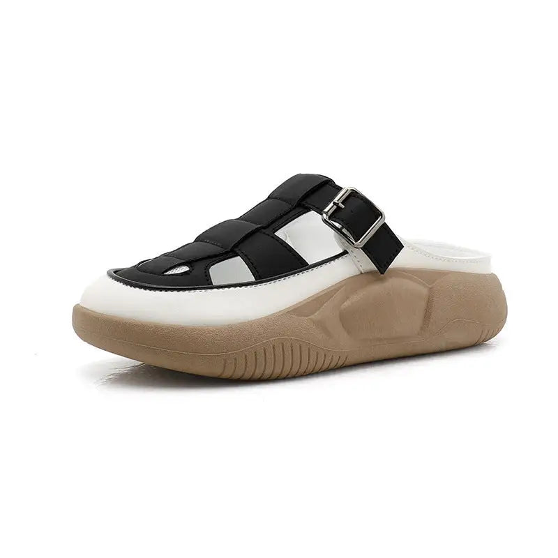 Thick-soled Closed-toe Slippers Summer Outdoor Garden Hollow Buckle Slide Sandals Casual Beach Shoes - Beyond Trends Hub 
