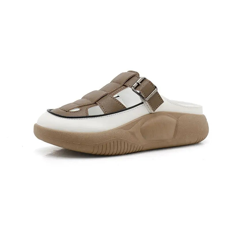 Thick-soled Closed-toe Slippers Summer Outdoor Garden Hollow Buckle Slide Sandals Casual Beach Shoes - Beyond Trends Hub 