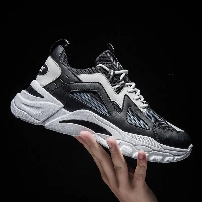 Thick-soled Daddy Shoes Leisure Travel - Black and white / 39