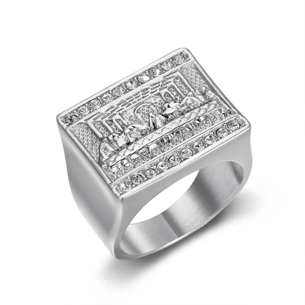 Titanium Steel Gold Plated Men’s Ring - Steel Color Beautiful Size / No 7