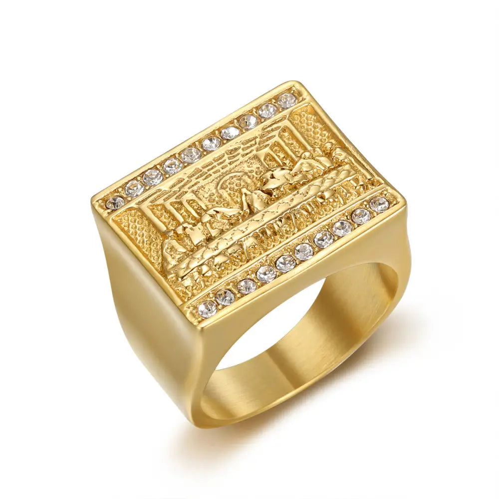 Titanium Steel Gold Plated Men’s Ring - Golden Size / No 7