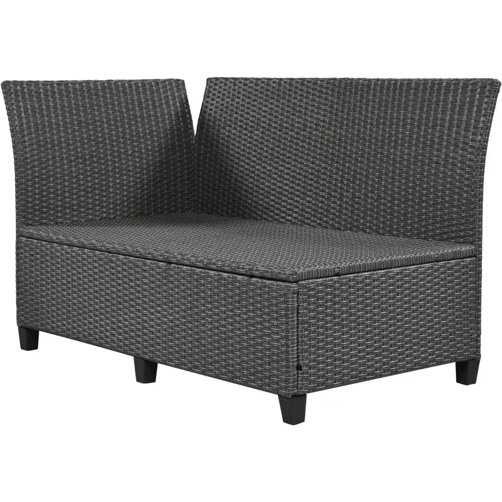 TOMAX 5-Pc Outdoor Patio Rattan Sofa Set L-Shaped PE Wicker Garden Furniture - Gray - 5