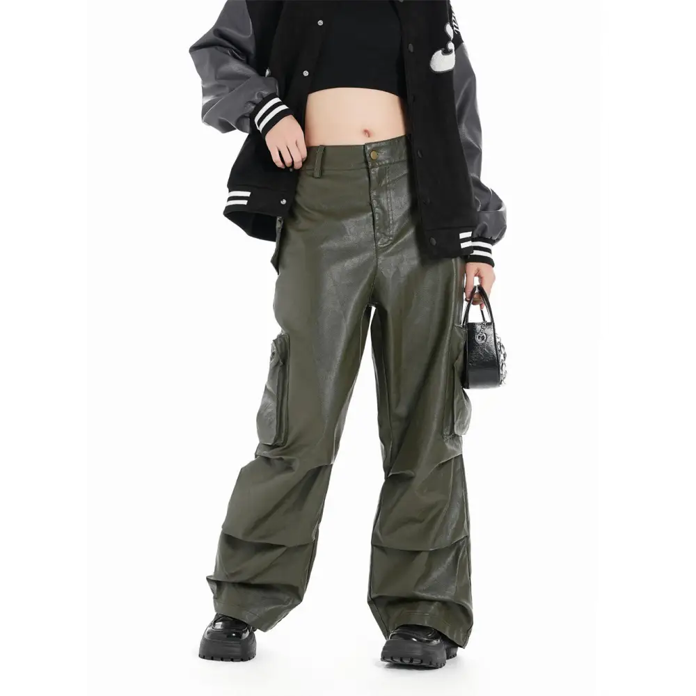 Tooling PU Leather Trousers For Men And Women