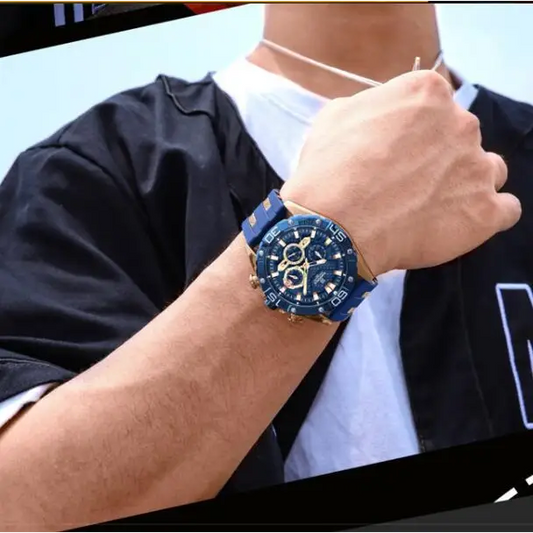 TPU Strap Quartz Movement Six-hand Calendar Outdoor Sports Watch - Beyond Trends Hub 