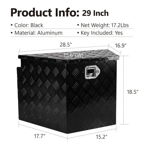 Trailer Tongue Box Aluminum Alloy Diamond Plate Tongue Box Tool Chest Heavy Duty Trailer Box Storage With Lock And Keys