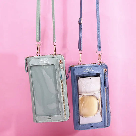 Transparent Touch Screen Mobile Phone Crossbody Bags Women Anti-theft Multifunctional Long Wallet ZIpper Shoulder Bag - Beyond Trends Hub 