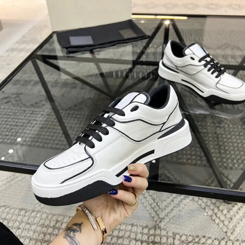 Trendy Breathable Leather Casual Men's  Top Layer Cowhide Winter Lace-up Fashion Sneakers Comfortable Beyond Trends Hub