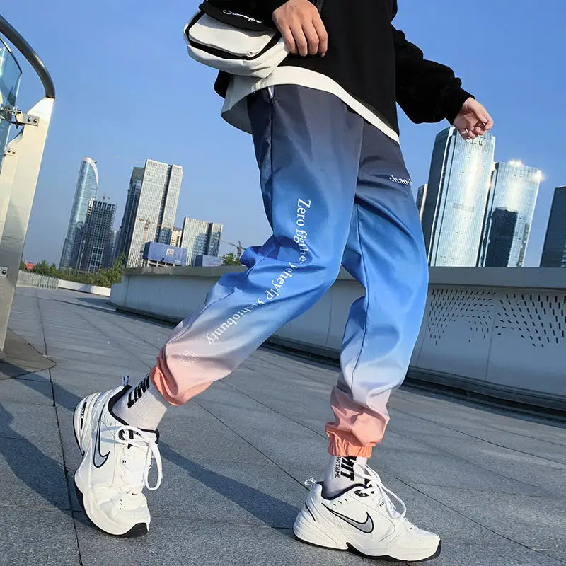 Trendy Gradient Color Trousers Men - Blue K48 / S