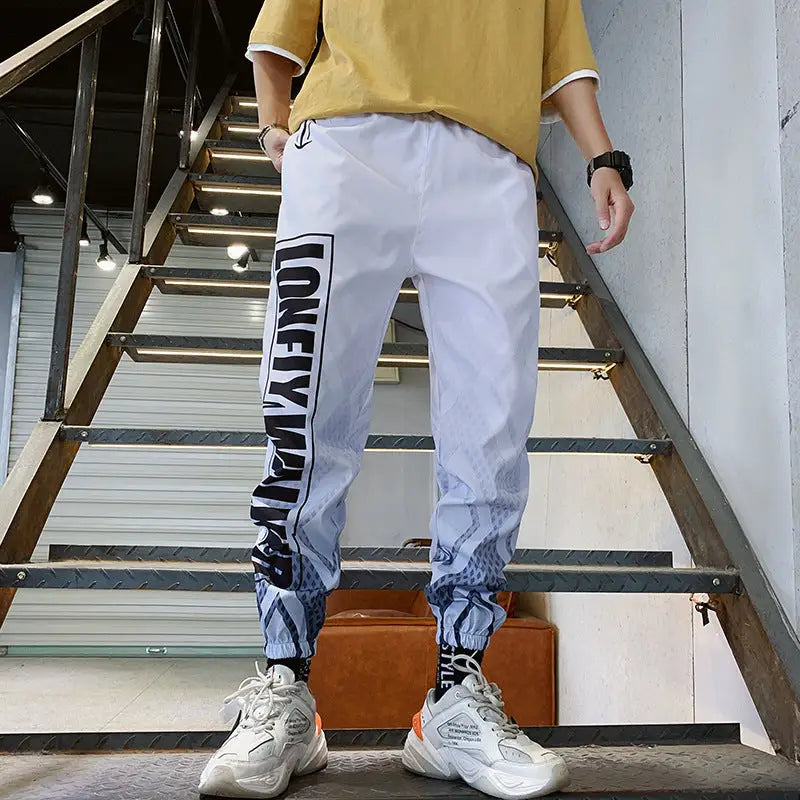 Trendy Gradient Color Trousers Men - White K44 / S