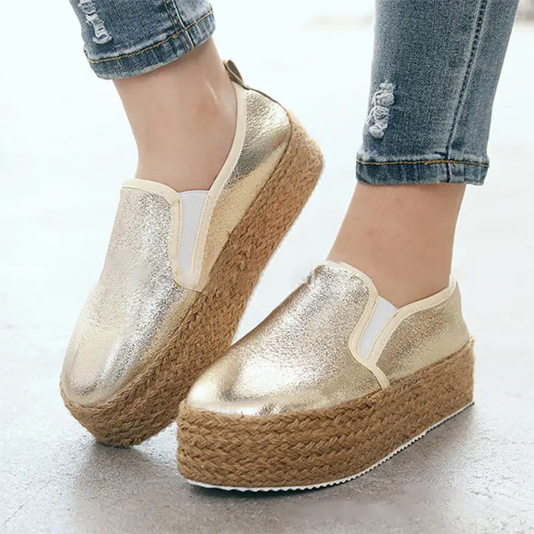 Trifle Sole Hemp Rope Canvas Shoes - Gold / 36