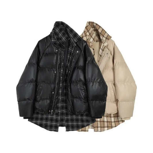 Two-Piece Woolen Plaid Stitching Bread Suit Mew Clothes Women - Beyond Trends Hub 