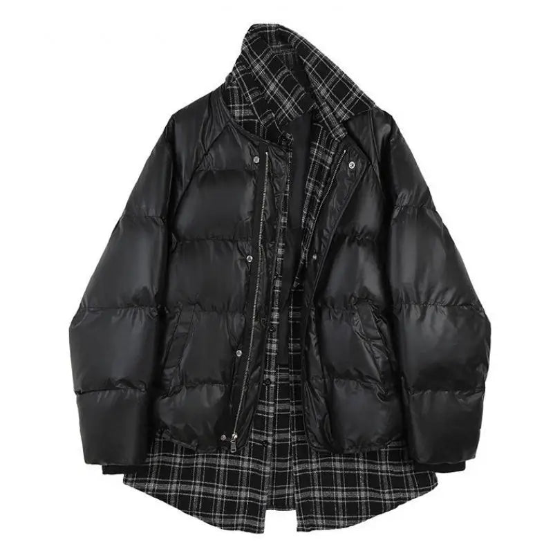 Two-Piece Woolen Plaid Stitching Bread Suit Mew Clothes Women - Beyond Trends Hub 