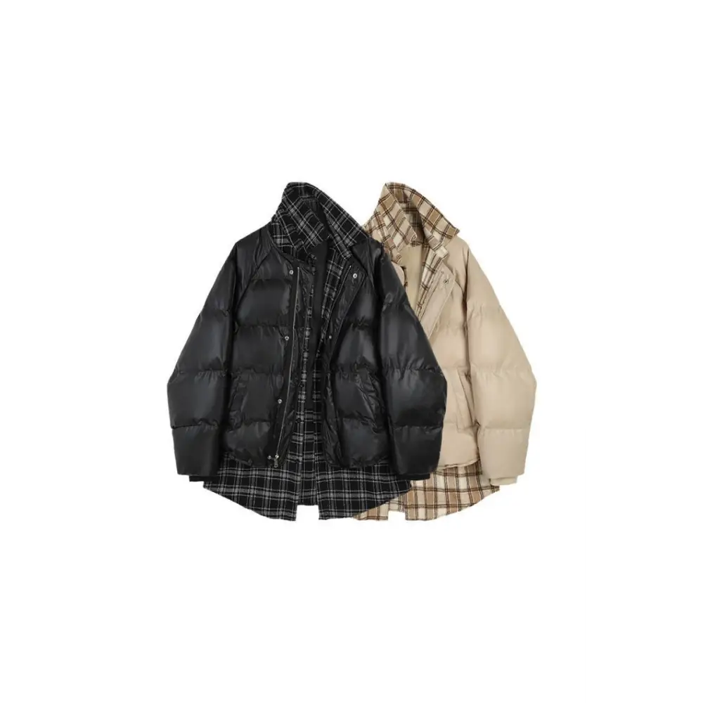 Two-Piece Woolen Plaid Stitching Bread Suit Mew Clothes Women - Beyond Trends Hub 