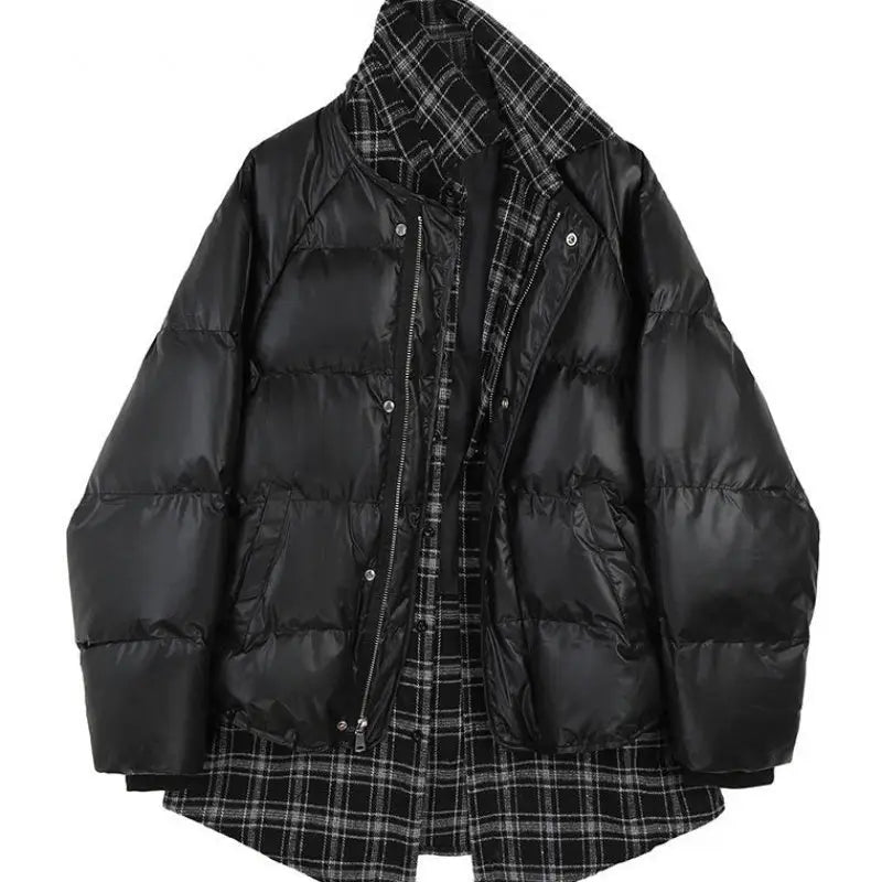 Two-Piece Woolen Plaid Stitching Bread Suit Mew Clothes Women - Beyond Trends Hub 