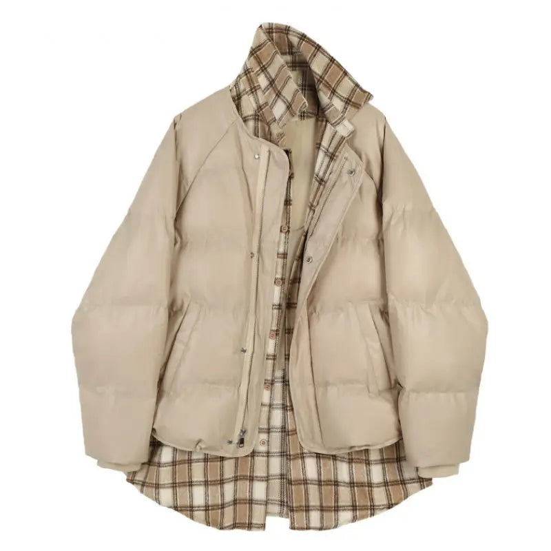 Two-Piece Woolen Plaid Stitching Bread Suit Mew Clothes Women - Beyond Trends Hub 