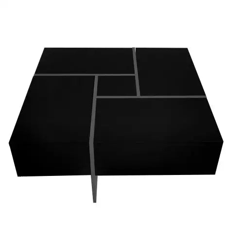 Unique Design Coffee Table With 4 Hidden Storage Compartments - Black - 5