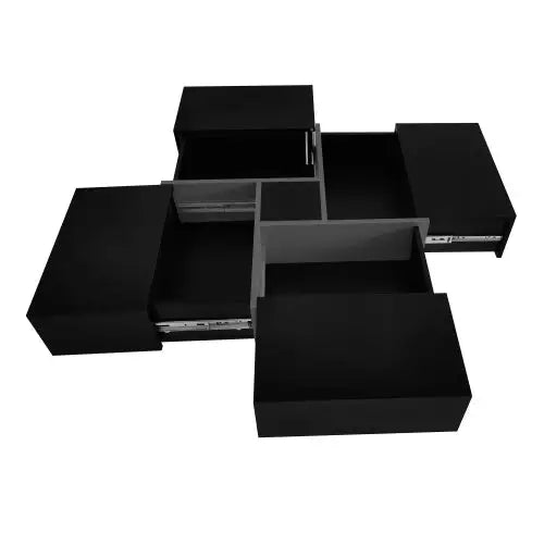 Unique Design Coffee Table With 4 Hidden Storage Compartments - Black - 5