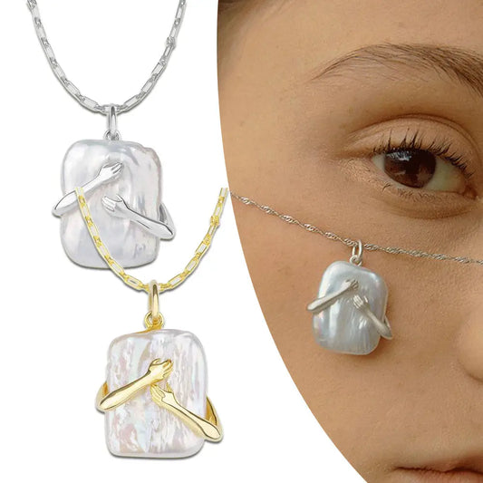 Unique Square Baroque Pearl Couple Pendant Necklace Valentines Day Lover Gift Party Jewelry - Beyond Trends Hub 
