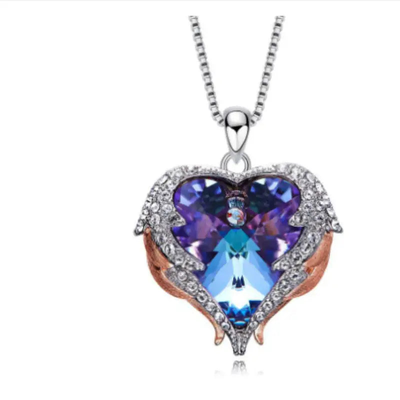 Valentines Day Gift Women Rose Jewelry Box Dried Flower Real Flowers Eternal Roses In Box - Necklace / Purple Light