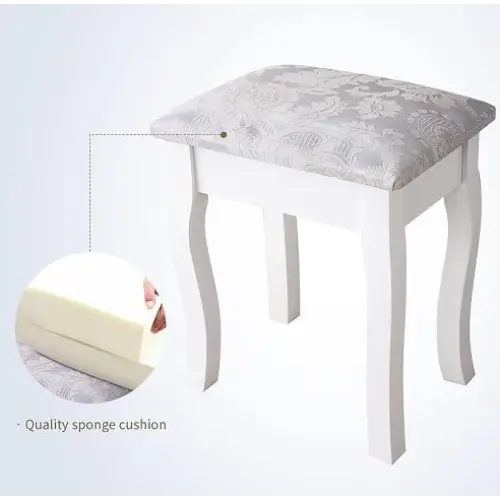 Vanity Table Set With 4 Drawer Makeup Dressing Table W Cushioned Stool Girls Women Bedroom Furniture Set Oval Mirror