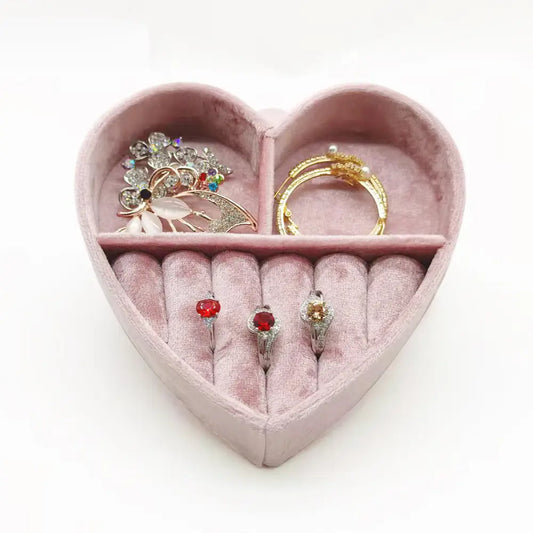 Velvet Heart-shaped Jewellery Box - Beyond Trends Hub 