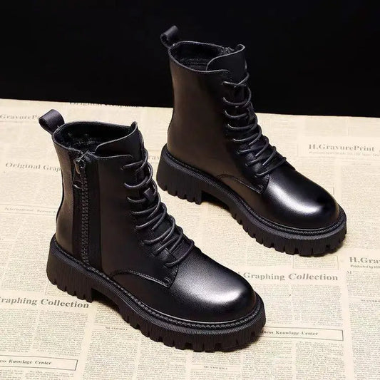 Velvet Motorcycle Internet Celebrity Girl Short Boots Beyond Trends Hub
