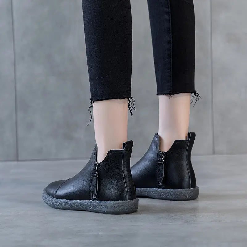 Velvet Padded All-matching Women's Double Zipper White Shoes Beyond Trends Hub