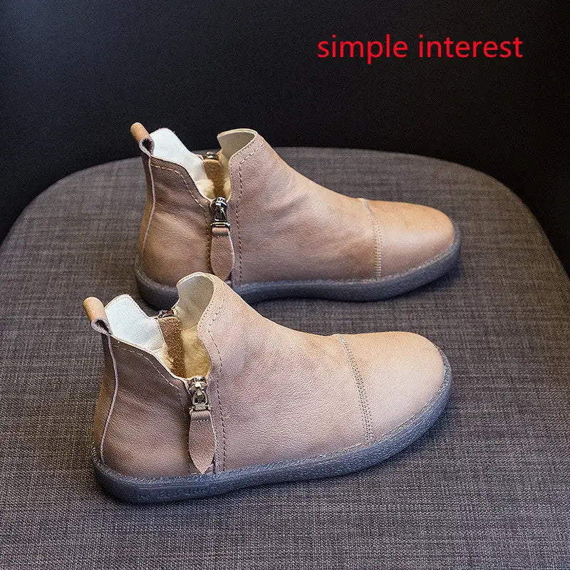 Velvet Padded All-matching Women's Double Zipper White Shoes Beyond Trends Hub