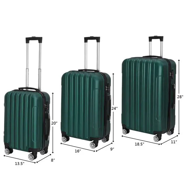 Vertical Pattern Three In One Handle Universal Wheel 20in 24in 28in ABS Aluminum Alloy Pull Rod Box - Dark Green - 5