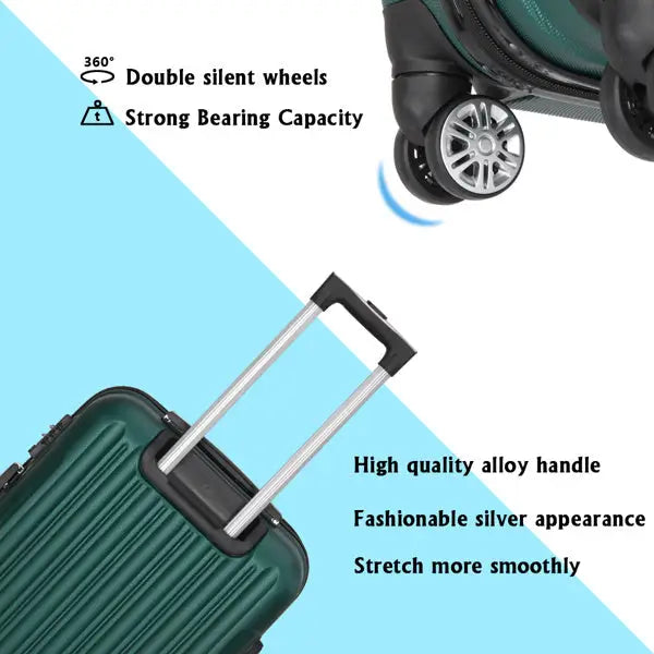 Vertical Pattern Three In One Handle Universal Wheel 20in 24in 28in ABS Aluminum Alloy Pull Rod Box - Dark Green - 5