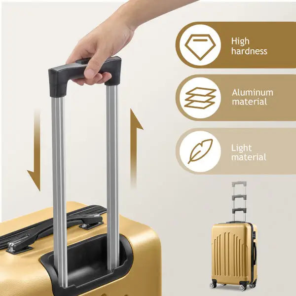 Vertical Striped Four In One Suitcase - Yellow - 5