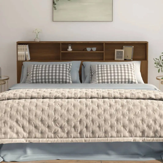 vidaXL Headboard Cabinet Brown Oak 200x19x103.5 cm - as picture - 5