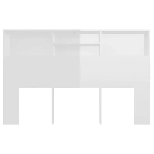 vidaXL Headboard Cabinet High Gloss White 160x19x103.5 cm - as picture - 5