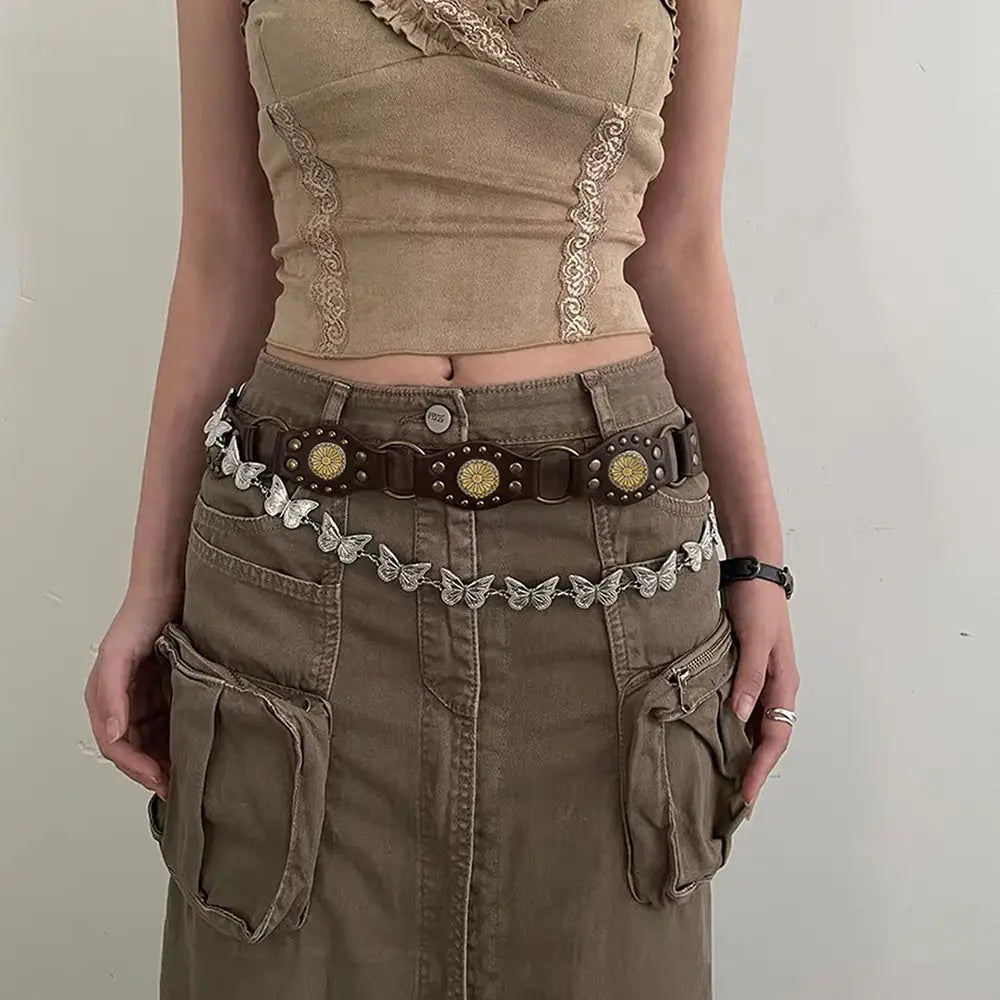 Vintage Belts For Both Men And Women With Handsome Riveted Metal Buckle Punk Hip Hop Fashion Accessories - 4