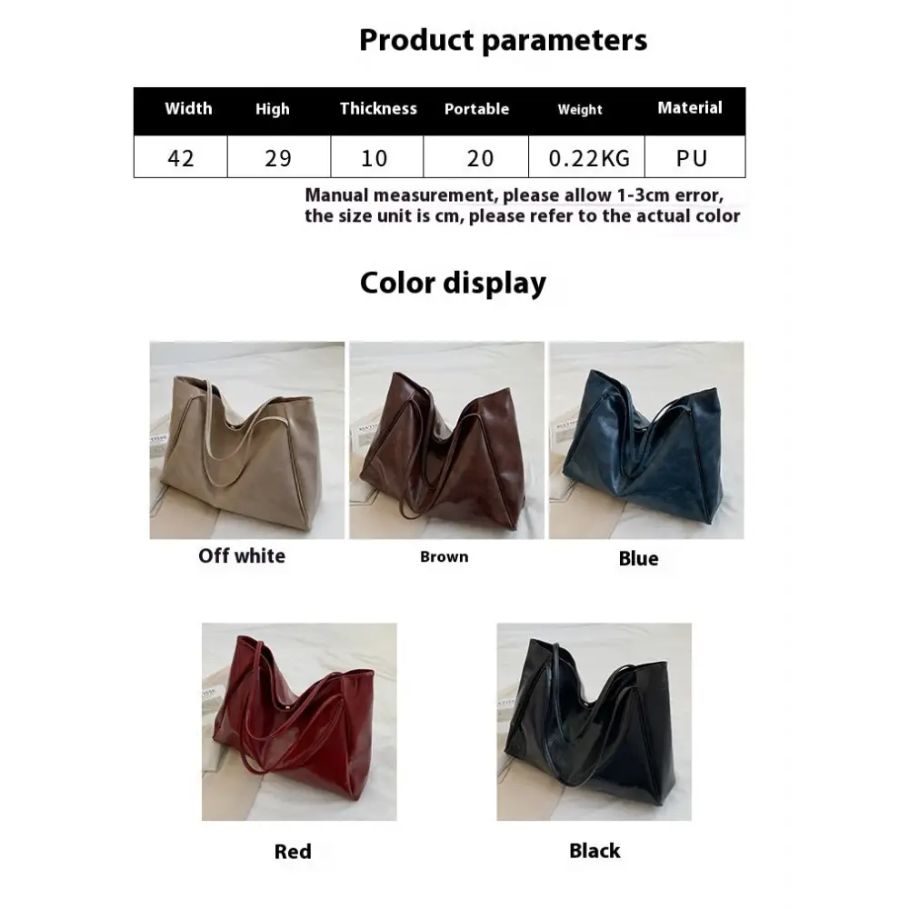 Vintage Women’s Tote Bag Athletic Casual Fashion Large Capacity Leather Shoulder Bag Shopper Harajuku Simple Handbag