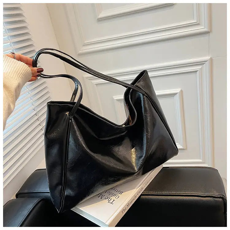 Vintage Women’s Tote Bag Athletic Casual Fashion Large Capacity Leather Shoulder Bag Shopper Harajuku Simple Handbag