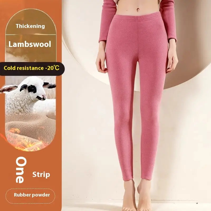 Warm Cashmere Leggings Winter Solid Slim Pants Fashion Trousers For Women Clothing - Rubber Powder / L - 4
