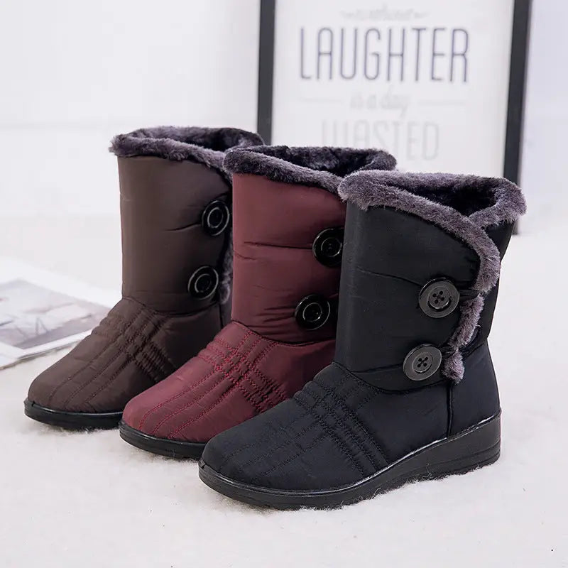 Warm women's snow boots button waterproof boots Beyond Trends Hub