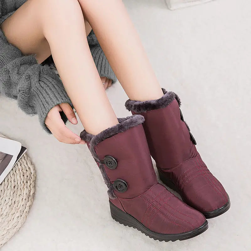 Warm women's snow boots button waterproof boots Beyond Trends Hub