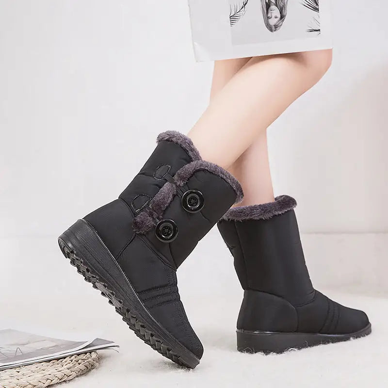 Warm women's snow boots button waterproof boots Beyond Trends Hub