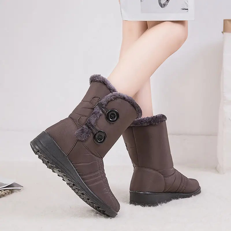 Warm women's snow boots button waterproof boots Beyond Trends Hub