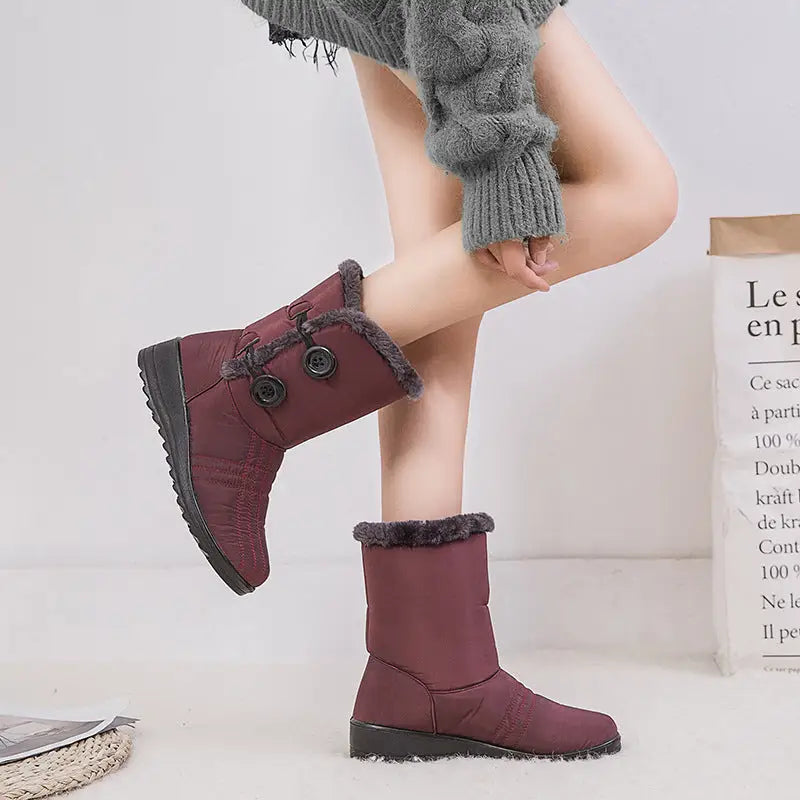 Warm women's snow boots button waterproof boots Beyond Trends Hub