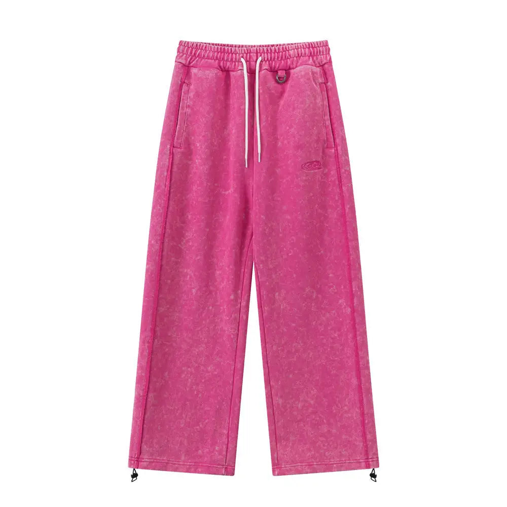 Washed And Worn Leisure Men Trousers - Rose Red / M